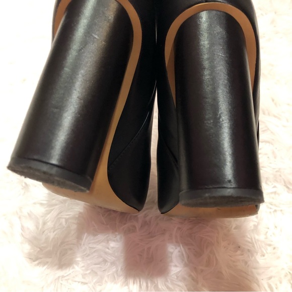 Asos Design Black Leather Booties cylinder heel size 8 zipper - Picture 13 of 15